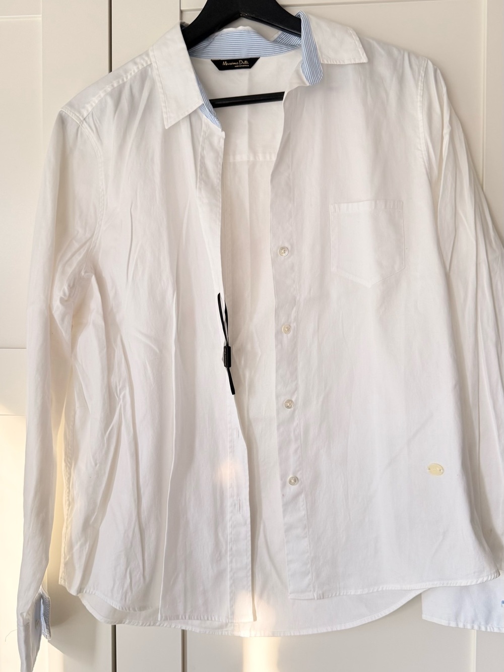 Massimo Dutti White Long-Sleeve Cotton Dress Shirt- Size 10